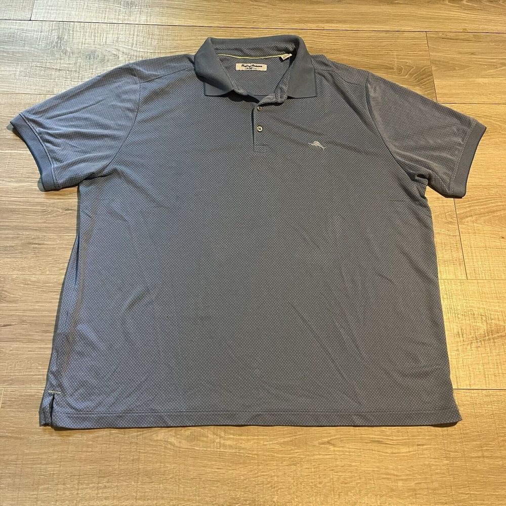 Tommy Bahama Island Zone Polo Shirt Mens 2XL Light Blue Short Sleeve Adult